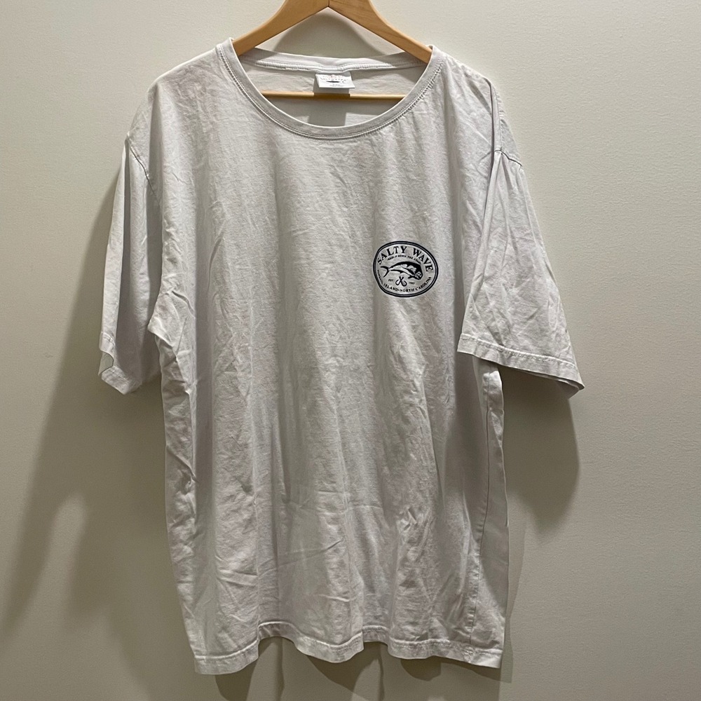 Saltwater Coastal Collection Salty Wave Fishing Graphic Tee White Mens 3XL